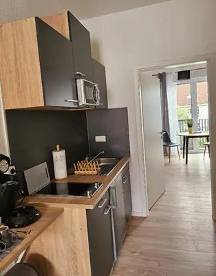 Küche/Küchenzeile in der Unterkunft Neues Ruhrtal Apartment 3 mit Klimaanlage, Balkon