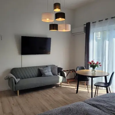 Ein Sitzbereich in der Unterkunft Neues Ruhrtal Apartment 3 mit Klimaanlage, Balkon