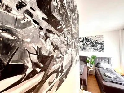 Ein Bett oder Betten in einem Zimmer der Unterkunft Zentrales Apartment mit Küche und Wlan, Nähe Essen Messe und Hbf