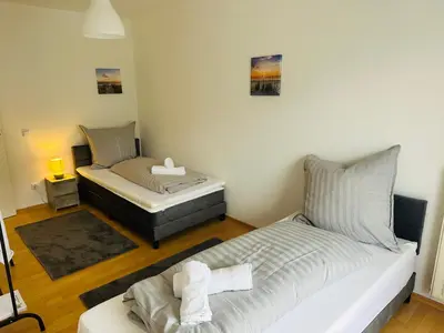 Ein Bett oder Betten in einem Zimmer der Unterkunft Zentrale Unterkunft in Selm