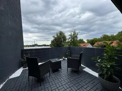 Ein Balkon oder eine Terrasse in der Unterkunft Architects apartment in Essen
