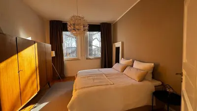 Ein Bett oder Betten in einem Zimmer der Unterkunft Ferienwohnung inmitten der Natur und Seen