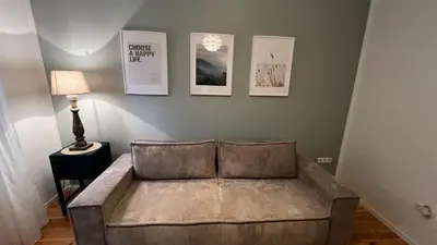 Ein Sitzbereich in der Unterkunft Ferienwohnung inmitten der Natur und Seen