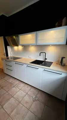 Küche/Küchenzeile in der Unterkunft Ferienwohnung inmitten der Natur und Seen