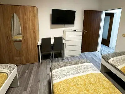 Ein Bett oder Betten in einem Zimmer der Unterkunft City View Apartment in Duisburg