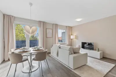 Ein Sitzbereich in der Unterkunft 2-Zimmer Duisburg City Apartment 50m2 - Nähe Innenhafen und HBF