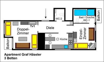 Grundriss der Unterkunft Monteurs-Apartment Graf Häseler
