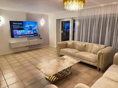 Ein Sitzbereich in der Unterkunft Ferienhaus am Rhein mit Whirlpool und Sauna