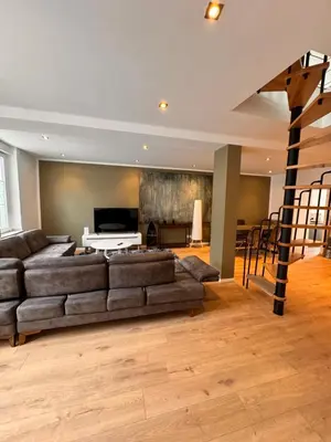 Ein Sitzbereich in der Unterkunft Rheinberg Alstadt Maisonettenwohnung