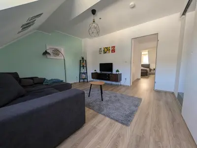 Ein Sitzbereich in der Unterkunft Traumwohnung über den Dächern Rüttenscheids