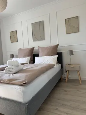 Ein Bett oder Betten in einem Zimmer der Unterkunft Aesthetic Cozy Home Lüdenscheid