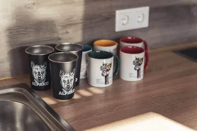 Kaffee-/Teezubehör in der Unterkunft Ferienwohnung Sternenzelt Alpakas - Natur & Tiere hautnah erleben