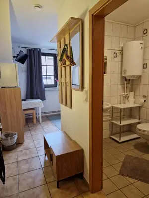 Ein Badezimmer in der Unterkunft Pension Moers am Geleucht