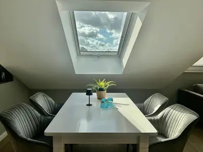 Ein Sitzbereich in der Unterkunft Luxuswohnung, Airport-Messe fußläufig erreichbar 1