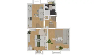Grundriss der Unterkunft Deluxe! 15min Messe & Uniklinik, Arbeitsplatz, Boxspring