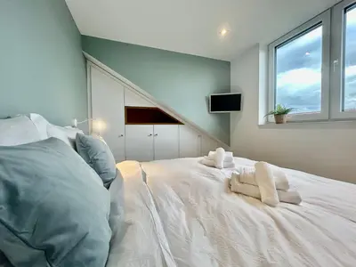 Ein Bett oder Betten in einem Zimmer der Unterkunft Apartment in fußläufiger Nähe zu Airport-Messe 2