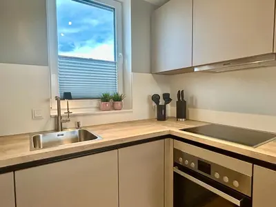 Küche/Küchenzeile in der Unterkunft Apartment in fußläufiger Nähe zu Airport-Messe 2