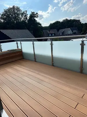 Ein Balkon oder eine Terrasse in der Unterkunft Neubau FeWo in Haltern am See
