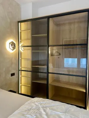 Ein Bett oder Betten in einem Zimmer der Unterkunft Aura Apartament Oberhausen