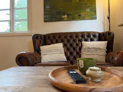 Ein Sitzbereich in der Unterkunft Ferienwohnung Altes Gut Kenkhausen
