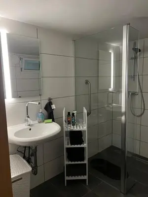 Ein Badezimmer in der Unterkunft Gemütliches, barrierefreies Apartment in Dortmund-Brackel, Ruhige Lage, nur 5 Minuten zum Flughafen Dortmund