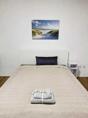 Ein Bett oder Betten in einem Zimmer der Unterkunft City-Apartment - zentral mit schöner Terrasse
