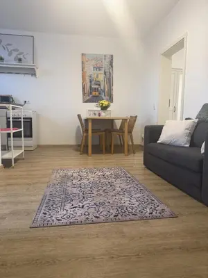 Ein Sitzbereich in der Unterkunft Wupper Apartments Vogel
