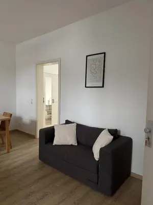 Ein Sitzbereich in der Unterkunft Wupper Apartments Vogel