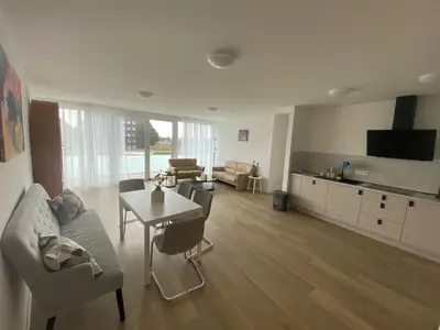 Küche/Küchenzeile in der Unterkunft Quartiercenter Gäste-Apartment
