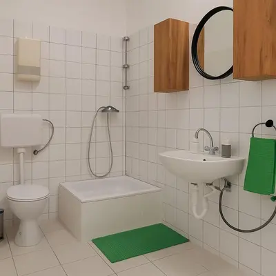 Ein Badezimmer in der Unterkunft Livemore24 Apartment 1 in Herten 24-7 Check-In