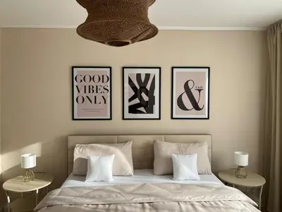 Ein Bett oder Betten in einem Zimmer der Unterkunft Gemütliche, zentrale Wohnung nahe Uni & Düsseldorf