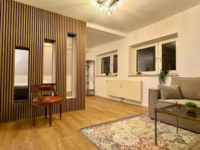 Ein Sitzbereich in der Unterkunft Charmante Unterkunft mit 2 Schlafzimmern, Smart-TV, WLAN