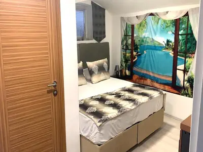 Ein Bett oder Betten in einem Zimmer der Unterkunft Apartment in Oberhausen near a Lake