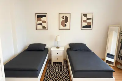 Ein Bett oder Betten in einem Zimmer der Unterkunft Messe Dus - 3 Rooms - 80qm - Sportpark Wedau