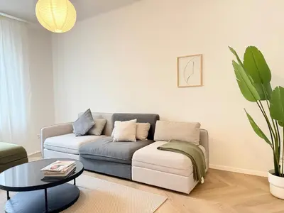 Ein Sitzbereich in der Unterkunft Helle Altbauperle zwischen Köln & Düsseldorf