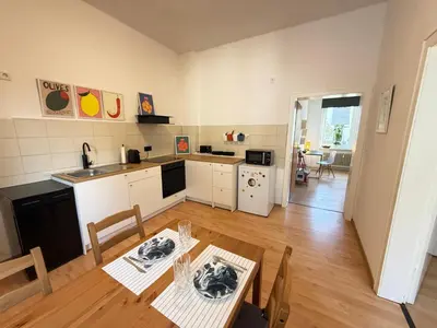 Küche/Küchenzeile in der Unterkunft PURAVIDA Moderne, gemütliche 2-Zimmer-Wohlfühloase zentral in Oberhausen