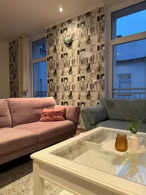 Ein Sitzbereich in der Unterkunft Themenzimmer Beach Cozy Nähe Hauptbahnhof