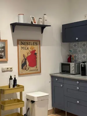 Küche/Küchenzeile in der Unterkunft Themenzimmer Mediterrana Nähe Hauptbahnhof
