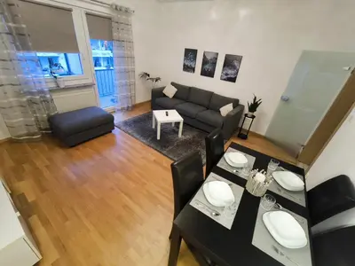 Ein Sitzbereich in der Unterkunft Düsseldorf Apartment