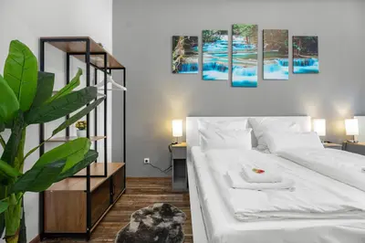 Ein Bett oder Betten in einem Zimmer der Unterkunft High-quality, Comfortable, Fully equipped, 6 Beds