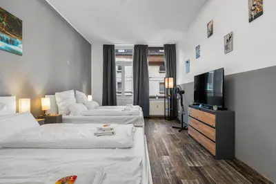 Ein Bett oder Betten in einem Zimmer der Unterkunft High-quality, Comfortable, Fully equipped, 6 Beds