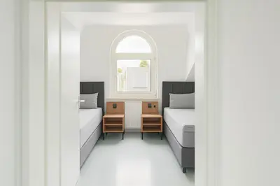 Ein Bett oder Betten in einem Zimmer der Unterkunft Livemore24 - Apartment 3 in Herten 24-7 Check-in W-Lan