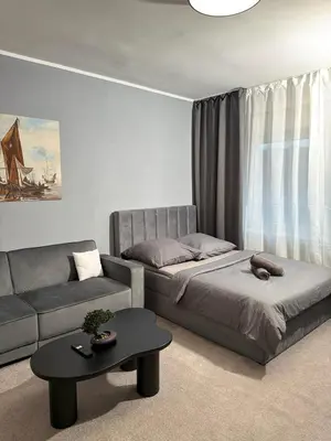 Ein Sitzbereich in der Unterkunft Moderne City-Studio Suite nähe Köln & Düsseldorf
