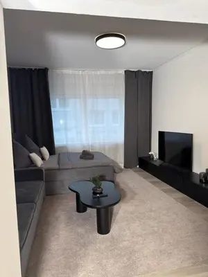 Ein Sitzbereich in der Unterkunft Moderne City-Studio Suite nähe Köln & Düsseldorf