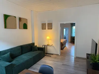 Ein Sitzbereich in der Unterkunft Gemütliche 2-Zimmer im Erdgeschoss mit guter Anbindung