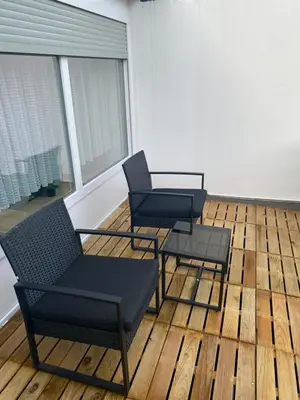 Ein Sitzbereich in der Unterkunft Ferienwohnung Grünes Eck,Wuppertal am Toelleturm