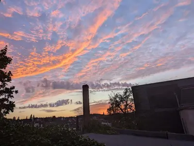 Blick auf den Sonnenuntergang/Sonnenaufgang von der Ferienwohnung aus oder aus der Nähe