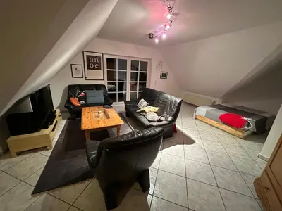 Ein Sitzbereich in der Unterkunft FeWo Rodopo - Wohlfühlen im Grünen