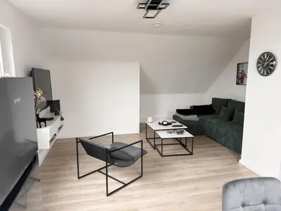 Ein Sitzbereich in der Unterkunft Gemütliche Wohnung über den Dächern von Gevelsberg