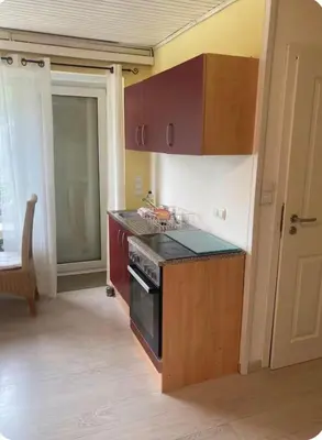 Küche/Küchenzeile in der Unterkunft Modernes Studio Apartment im Düsseldorfer Norden